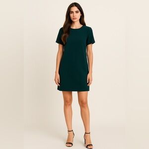 & Other Stories Holiday Dress Emerald Green Mini Shift Minimalist 4